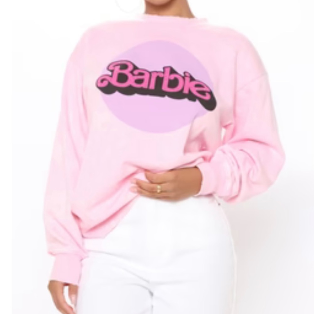 Barbie World Distressed Studded Sweatshirt - Pink
